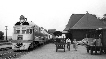 Burlington Route diesel unit 9908 at Keokuk, June 15, 1954