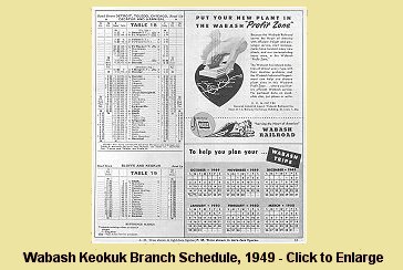 Wabash Keokuk branch schedule, 1949