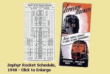 <i>Zephyr Rocket</i> 1948 schedule and promotional leaflet
